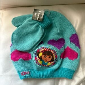 NEW Dora the Explorer Beanie Hat Mittens Set